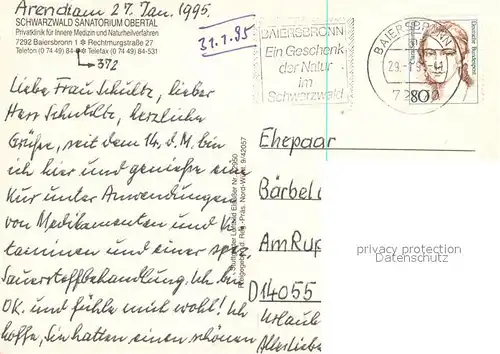 AK / Ansichtskarte Baiersbronn_Schwarzwald Schwarzwaldsanatorium Obertal Fliegeraufnahme Baiersbronn Schwarzwald