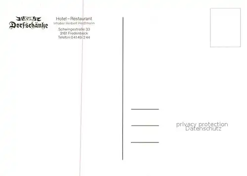AK / Ansichtskarte Fredenbeck Hotel Restaurant zur Dorfschaenke Fredenbeck