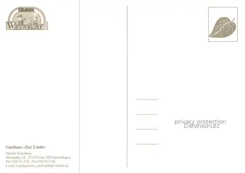 AK / Ansichtskarte Fuerstenhagen_Weserbergland Landgasthaus Zur Linde Zeichnung Kuenstlerkarte Fuerstenhagen