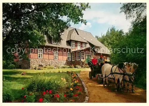 AK / Ansichtskarte Niederhaverbeck Pension Haus Heidetal Pferdewagen Naturschutzgebiet Lueneburger Heide Niederhaverbeck