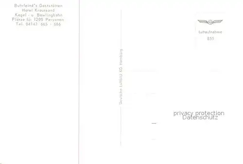 AK / Ansichtskarte Krautsand Buhrfeinds Gaststaetten Hotel Kegelbahn Gartenterrasse Krautsand