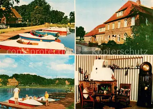 AK / Ansichtskarte Nindorf_Nordheide Gasthaus Pension Zum Braunen Hirsch Bootsanleger Nindorf Nordheide