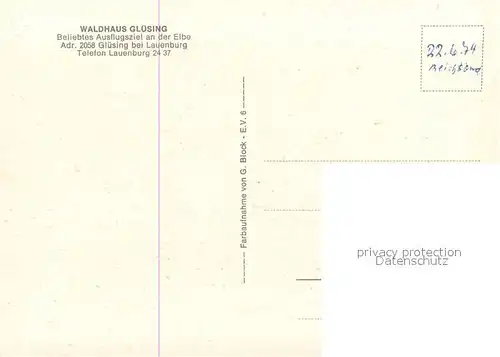 AK / Ansichtskarte Gluesing_Lauenburg Waldhaus Gluesing Ausflugsziel an der Elbe Gluesing_Lauenburg