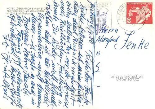 AK / Ansichtskarte Freiburg_Breisgau Hotel Oberkirchs Weinstuben Freiburg Breisgau