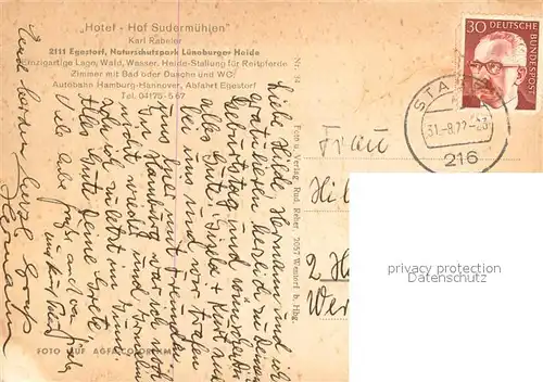 AK / Ansichtskarte Egestorf_Nordheide Hotel Hof Sudermuehlen Restaurant Terrasse Egestorf_Nordheide