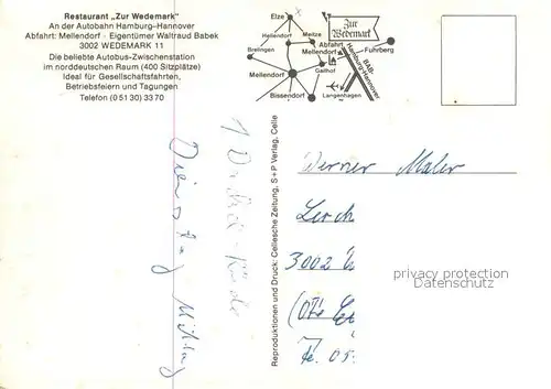 AK / Ansichtskarte Wedemark Restaurant Zur Wedemark Kueche Wedemark