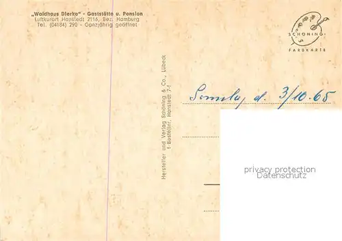 AK / Ansichtskarte Hanstedt_Nordheide Gaststaette Pension Waldhaus Dierke Gastraum Hanstedt_Nordheide