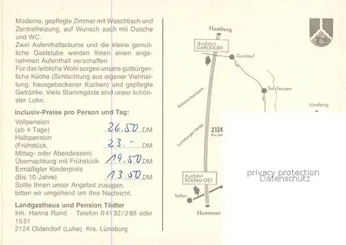 AK / Ansichtskarte Oldendorf_Luhe Landgasthaus Pension Toedter Restaurant Heidelandschaft Teich Oldendorf Luhe