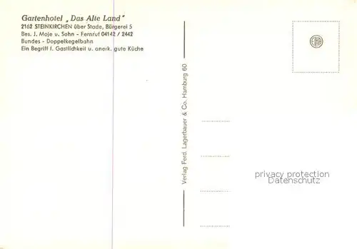 AK / Ansichtskarte Steinkirchen_Stade Gartenhotel Das Alte Land Restaurant Teich Parkanlagen Steinkirchen_Stade