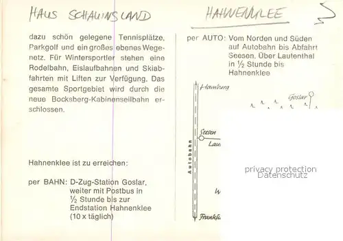 AK / Ansichtskarte Hahnenklee Bockswiese_Harz Haus Schauinsland Gaestehaus Pension Hahnenklee Bockswiese