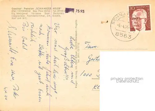 AK / Ansichtskarte Osternohe Gasthof Pension Schwarzer Adler Panorama Osternohe