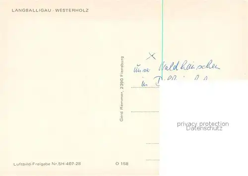 AK / Ansichtskarte Langballigau Westerholz Fliegeraufnahme Langballigau