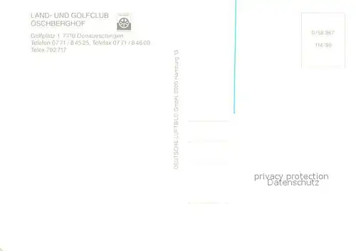 AK / Ansichtskarte Donaueschingen Land und Golfclub oeschberghof Donaueschingen
