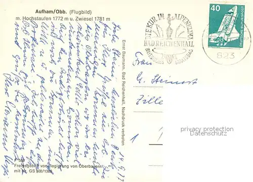 AK / Ansichtskarte Aufham_Anger Fliegeraufnahme mit Hochstaufen und Zwiesel Aufham Anger