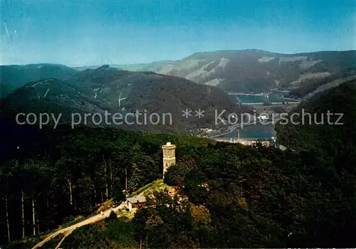 AK / Ansichtskarte Bad_Lauterberg Bismarckturm mit Odertalsperre Fliegeraufnahme Bad_Lauterberg