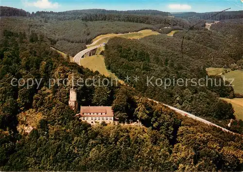 AK / Ansichtskarte Bad_Driburg Iburgplateau mit Sachsenklause und Umgehungsstrasse Fliegeraufnahme Bad_Driburg