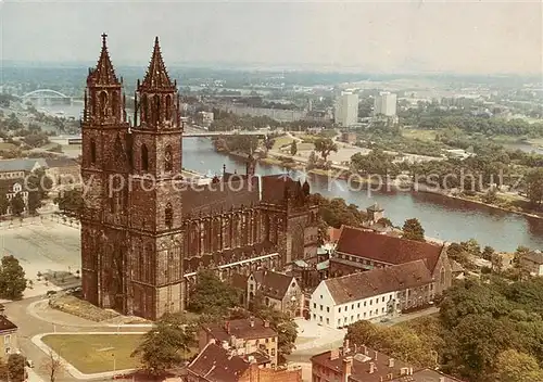 AK / Ansichtskarte Magdeburg_Elbe Fliegeraufnahme mit Dom 