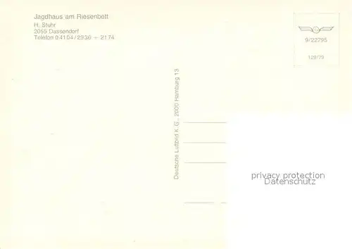 AK / Ansichtskarte Dassendorf Jagdhaus am Riesenbett Fliegeraufnahme Dassendorf