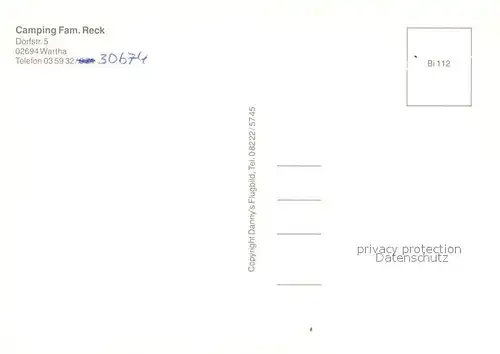 AK / Ansichtskarte Wartha_Koenigswartha Camping Fam Reck Fliegeraufnahme Wartha Koenigswartha