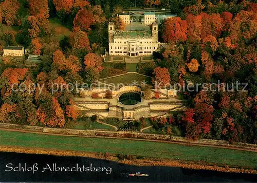 AK / Ansichtskarte Dresden_Elbe Schloss Albrechtsberg Fliegeraufnahme 