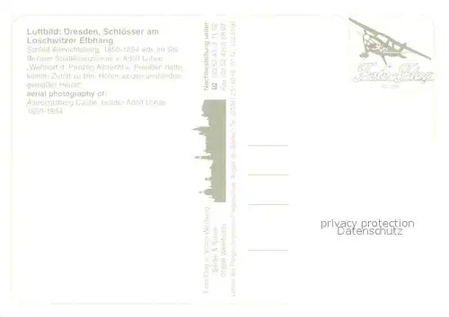AK / Ansichtskarte Dresden_Elbe Schloss Albrechtsberg Fliegeraufnahme 