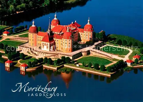 AK / Ansichtskarte Moritzburg_Sachsen Barockes Jagdschloss August des Starken Fliegeraufnahme Moritzburg Sachsen