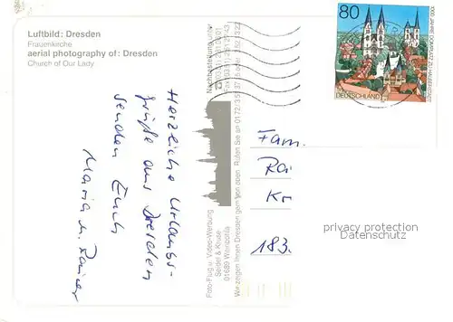 AK / Ansichtskarte Dresden_Elbe Zerstoerte Frauenkirche Fliegeraufnahme 