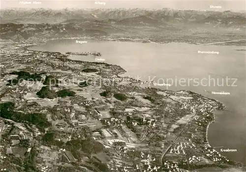 AK / Ansichtskarte Vorarlberg Fliegeraufnahme mit Bregenz Lindau Wasserburg Nonnenhorn Kressbronn Vorarlberg