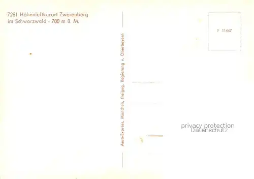 AK / Ansichtskarte Zwerenberg_Calw Fliegeraufnahme Zwerenberg Calw