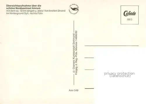 AK / Ansichtskarte Amrum Fliegeraufnahme mit Insel Foehr im Hintergrund Amrum