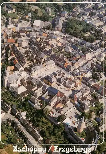 AK / Ansichtskarte Zschopau Stadtkern Fliegeraufnahme Zschopau
