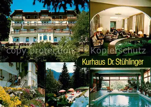 AK / Ansichtskarte Semmering_Niederoesterreich Kurhaus Dr Stuehlinger Gastraum Park Hallenbad Semmering