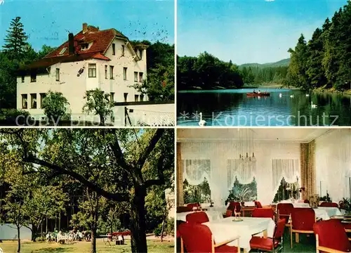 AK / Ansichtskarte Bad_Sachsa_Harz Haus Tanneck Gaestehaus Pension Partie am See Bad_Sachsa_Harz