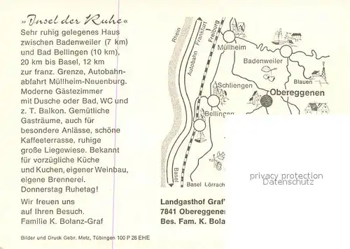 AK / Ansichtskarte Obereggenen Landgasthof Grafs Weinstube Restaurant Landschaftspanorama Obereggenen