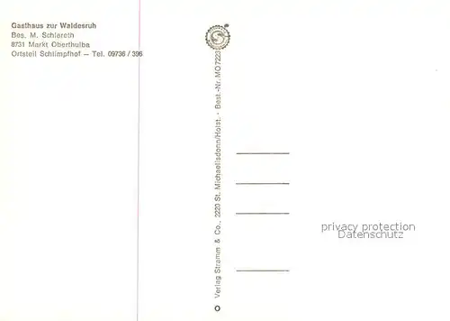 AK / Ansichtskarte Oberthulba Gasthaus zur Waldesruh Restaurant Kegelbahn Oberthulba