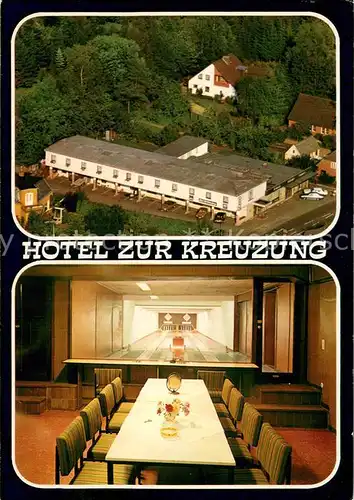 AK / Ansichtskarte Bordesholm Hotel zur Kreuzung Fliegeraufnahme Kegelbahn Bordesholm