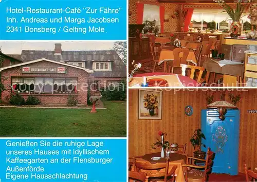 AK / Ansichtskarte Bonsberg_Gelting Hotel Restaurant Cafe Zur Faehre 