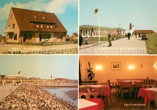 AK / Ansichtskarte Buesum_Nordseebad Gaestehaus Pension Haus Roswitha Liegehalle Leuchtturm Promenade Blick ins Watt Buesum_Nordseebad