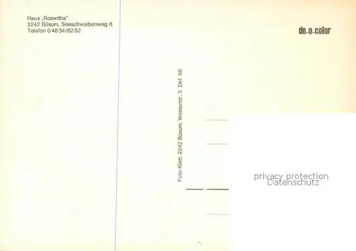 AK / Ansichtskarte Buesum_Nordseebad Gaestehaus Pension Haus Roswitha Liegehalle Leuchtturm Promenade Blick ins Watt Buesum_Nordseebad