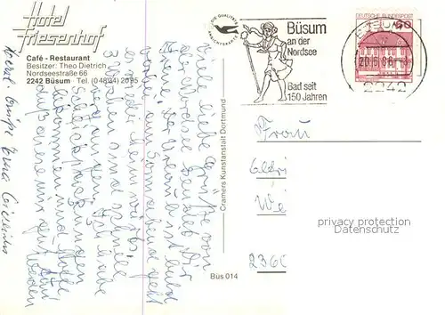 AK / Ansichtskarte Buesum_Nordseebad Hotel Friesenhof Restaurant Terrasse Tennisplatz Buesum_Nordseebad