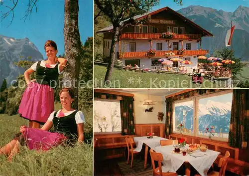 AK / Ansichtskarte Finkenberg_Tirol Alpengasthof Gletscherblick Gaststube Trachtenmaedchen Finkenberg Tirol