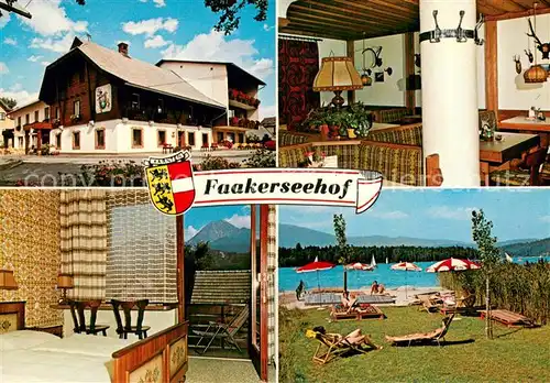 AK / Ansichtskarte Faak_am_See_Finkenstein Faakerseehof Gaststube Zimmer Liegewiese Faak_am_See_Finkenstein