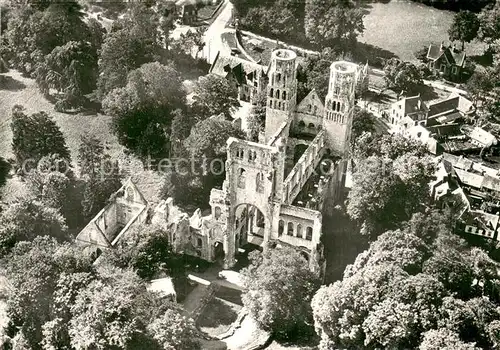 AK / Ansichtskarte Jumieges Fliegeraufnahme Les Ruines de l Abbaye Jumieges
