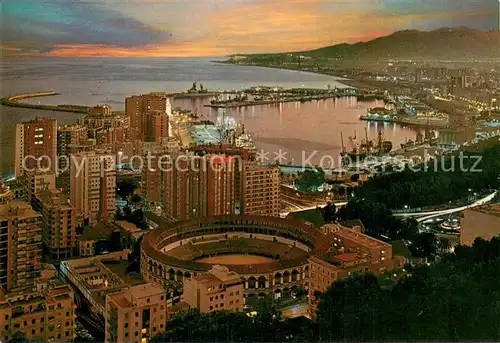 AK / Ansichtskarte Malaga_Andalucia Blick von Gibralfaro Abendstimmung Malaga_Andalucia