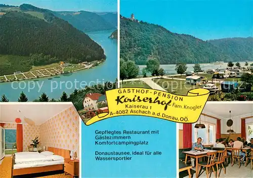 AK / Ansichtskarte Aschach_Donau Gasthof Pension Kaiserhof Gaststube Zimmer Donaustausee Aschach Donau