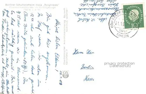 AK / Ansichtskarte Oberwarmensteinach Berliner Schullandheim Haus Bergfriede Gast und Aufenthaltsraeume Oberwarmensteinach