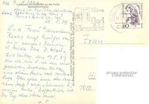 AK / Ansichtskarte Rotenburg_Fulda Waldschwimmbad Fliegeraufnahme Rotenburg Fulda