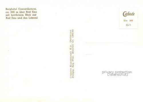 AK / Ansichtskarte Bad_Ems Berghotel Concordiaturm mit Lahntal Fliegeraufnahme Bad_Ems