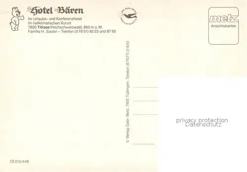 AK / Ansichtskarte Titisee Hotel Baeren Titisee