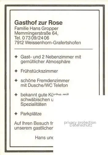 AK / Ansichtskarte Grafertshofen Gasthof zur Rose Gastraeume Zimmer Grafertshofen